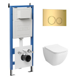 Комплект 3 в 1: инсталляция 900.K31.01.000+клавиша 700.K31.01.300.300 золото глянцев+унитаз GR-4447S (97.4447S.01.300)