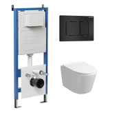 Комплект 3 в 1: инсталляция 900.K31.01.000+клавиша 700.K31.04.21M.21M черный матов.+унитаз GR-4477SQ (97.4477SQ.04.21M)