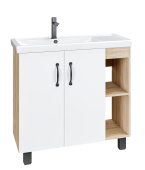 Тумба Grossman напольная "ФЛАЙ-80 см" дуб сонома/белая (ум.Фостер-80 Пр) (108001)