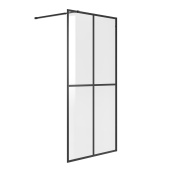 Душ. перегородка NG-686-12BLACK (120*195) черный матовый, стекло прозрачное с рисунком,1 место (NG-686-12BLACK)