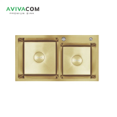 Кухонная мойка с дополнительной чашей AVIVACOM 78*45 нано-золото (NG7845-1.5)