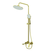 Душевая стойка Galaxy 500.K35.01.320 с верхним душем, ручной лейкой и смесителем, золото сатиновый (500.K35.01.320)