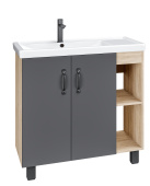 Тумба Grossman напольная "ФЛАЙ-80 см" дуб сонома/серая (ум.Фостер 80-Пр) (108002)