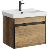 Подвесная тумба Aqwella Urban 60 см с одним ящиком в цвете дуб балтийский, с умывальником (URB0106DB)