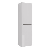 Пенал Lemark BUNO 50 см подвесной/напольный, 4-х дверный, цвет планки: Серый, цвет корпуса, фасада: Белый глянец (LM04B50P)