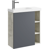 Подвесная тумба Aqwella Alba 60 см левая с одной дверью и открытыми полочками, цвет: корпус - светлый камень, фасад - серый матовый (ALB0106LLS+ALB0706GRМ)