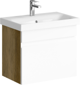 Подвесная тумба Aqwella Smart с одним ящиком, цвет дуб балтийский с умывальником (SRT0106DB)