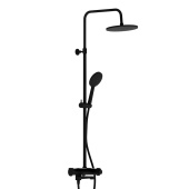 Damixa Jupiter душевая система с ванно-душевым ТМС смесителем-полкой, черный (977760300)