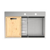 Кухонная мойка Lemark IORDANA 780 прямоугольная из нержавеющей стали с аксессуарами в комплекте: ролл-мат, коландер, разделочная доска цвет: Сталь (9937117)