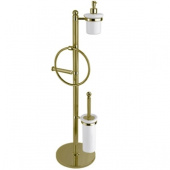 Стойка напольная CEZARES с держателем туалетной бумаги, щёткой для унитаза, полотенцедержателем и диспенсером, бронза (OLIMP-WBD-02-M)