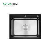 Кухонная мойка со стеклом AVIVACOM 65*50 нано-сатин, черное глянцевое стекло (BG-NS6550) Кухонная мойка со стеклом AVIVACOM 65*50 нано-сатин, черное глянцевое стекло (BG-NS6550)