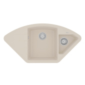 Кухонная мойка Lemark IRKANA 980 врезная угловая с доп. чашей и крылом из кварцгранита цвет: Шампань (9910048)