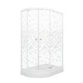 Душевое ограждение Тритон Коралл 120*80 А прав., 1/4 круга, низк. подд., Белый, Мозаика (3 места) (Щ0000043490)