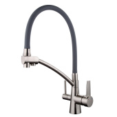 Gappo сатин.смеситель д/кухни . фильтр д/питьевой воды+сер. силикон носик (G4398)