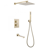 Душевая система ABBER Daheim скрытого монтажа с изливом, термостат, золото матовое (AF8250G)