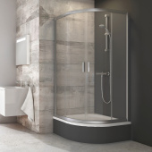 Душевой уголок полукруглый Ravak Blix BLCP4-80 Sabina сатин+транспарент (3B240U40Z1)