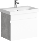 Подвесная тумба Aqwella Smart с одним ящиком, цвет бетон светлый с умывальником (SRT0106BS)