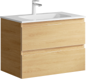 Подвесная тумба Aqwella Accent с двумя ящиками в цвете дуб золотой с умывальником из литьевого мрамора (ACC0106DZ)