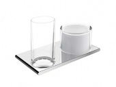 Двойной держатель со стаканом и дозатором жидкого мыла Keuco Edition 400 (11553019000)