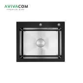 Кухонная мойка со стеклом AVIVACOM 60*50 нано-сатин, черное матовое стекло (BGM-NS6050) Кухонная мойка со стеклом AVIVACOM 60*50 нано-сатин, черное матовое стекло (BGM-NS6050)