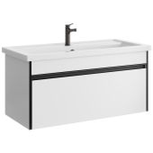 Подвесная тумба Aqwella Urban 100 см с одним ящиком в белом цвете, с умывальником (URB0110W)