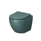 Унитаз GR-4455OLMS Color (485*360*375) ЗЕЛЕНЫЙ МАТОВЫЙ подвесной БЕЗОБОДКОВЫЙ с тонкой крышкой (GR-4455OLMS)