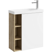 Подвесная тумба Aqwella Alba 60 см правая с одной дверью и открытыми полочками, цвет: корпус - дуб давос, фасад - белый матовый (ALB0106RDD+ALB0706WM)