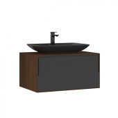 Тумба с раковиной ORKA Craft 80 подвесная, орех/антрацит (5003987)