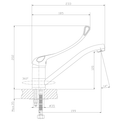 Смеситель Rossinka для кухни/ раковины с локтевой рукояткой (Y35-25)