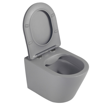 Унитаз ABBER Bequem подвесной серый матовый, безободковый (AC1102MG)