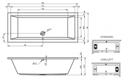 Ванна акриловая RIHO LUSSO 190-80 (BA5900500000000)