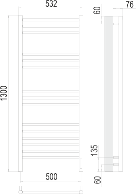 Электрический полотенцесушитель Terminus Аврора П15 500х1300 электро (4670078527233)