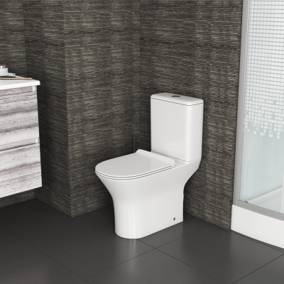 Унитаз GR-4443S (640*355*795) напольный БЕЗОБОДКОВЫЙ с тонкой крышкой из 2 мест (GR-4443S)