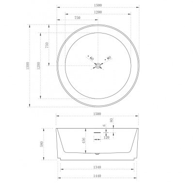 Акриловая ванна ABBER (AB9442)
