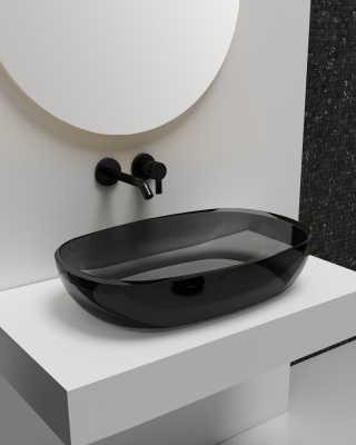 Раковина накладная прозрачная ABBER Kristall (AT2805Onyx)