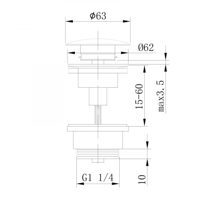Донный клапан ABBER без перелива, черный матовый (AF0011B)
