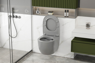 Унитаз ABBER Bequem подвесной серый матовый, безободковый (AC1103MG)