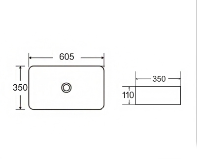 Раковина накладная Terrazzo 605х350х110 (1061TR)
