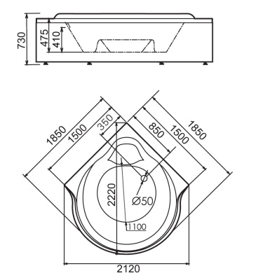 Акриловая ванна Gemy (G9088 O)