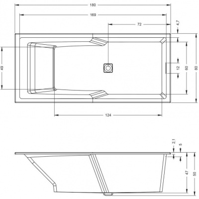 Ванна акриловая RIHO STILL SHOWER PLUG&PLAY 180X80 (BD2000500000000)