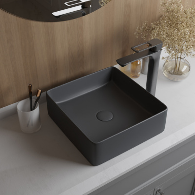 Серый матовый умывальник накладной, Slide, IDDIS (SLIGM01i27)