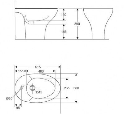 Биде напольное JACOB DELAFON - Presquile (E1348-00)