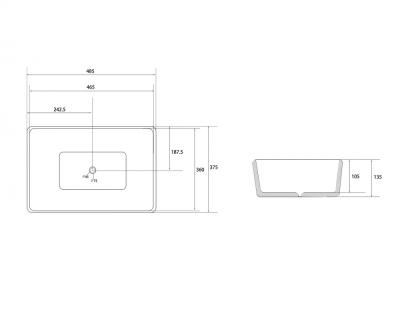 Раковина накладная ABBER Rechteck матовое золото с черным (AC2212BG)