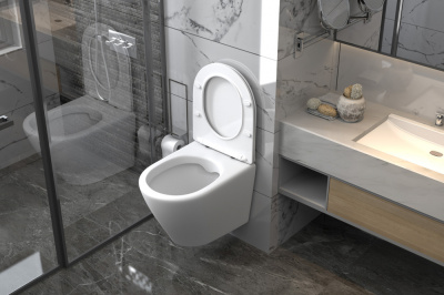 Унитаз ABBER Bequem подвесной белый, безободковый (AC1102)