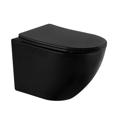 Унитаз ABBER BEQUEM подвесной черный матовый, безободковый (AC1100MB)