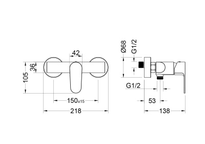 Смеситель для душа AQUATEK ОБЕРОН (AQ1260CR)
