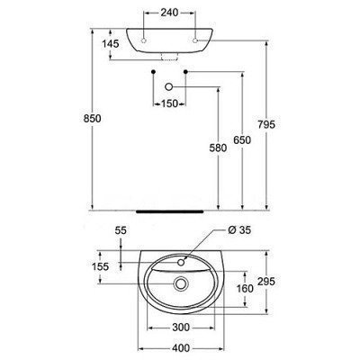 Раковина настенная Vidima - Сева Дуо 40x29.5 (W418661)
