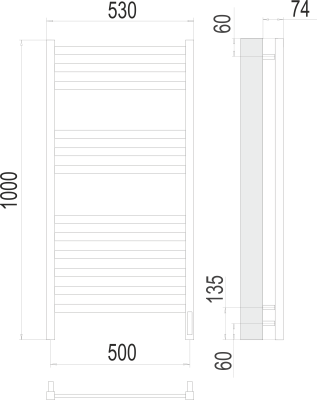 Электрический полотенцесушитель Terminus Енисей П12 500х1000 электро (4670078526250)