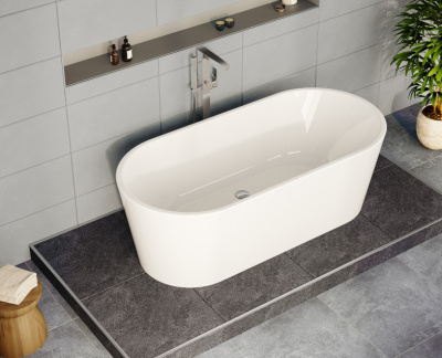 Ванна Vitra Geo 170x80 отдельностоящая+ножки+скрытый сифон (65370006000)