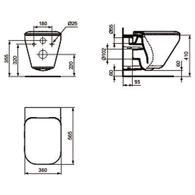 Унитаз подвесной с крышкой Ideal Standard - Tonic II AQUABLADE (K316701)